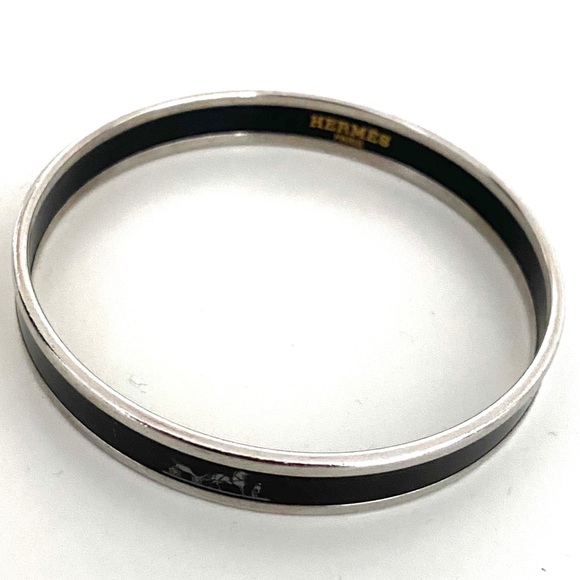 Hermes Black Enamel Caleche Horse Carriage Bangle - Picture 5 of 7